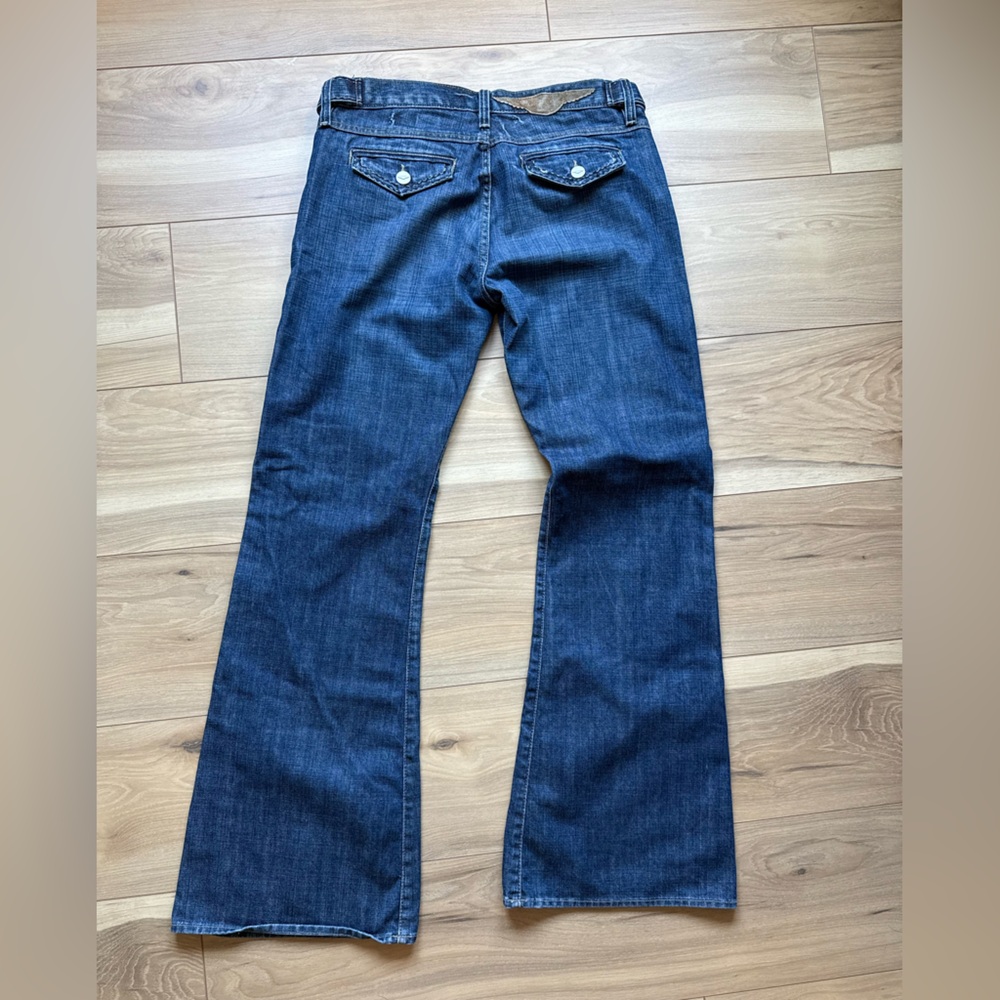 BCBGMaxAzria Dark Blue Wide Leg Low Rise Denim Jeans